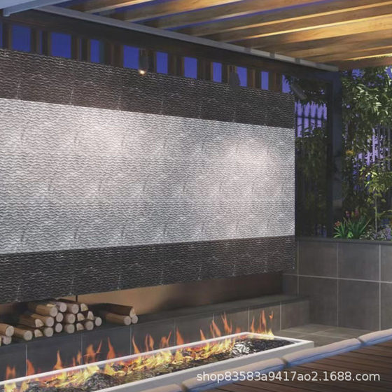 Imitation natural exterior wall tile black flowing water stone pastoral courtyard background water curtain wall flowing water stone culture stone bluestone slab