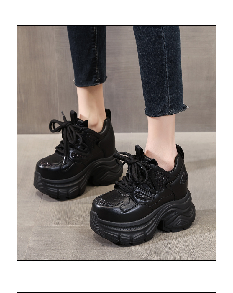 Giày sneaker chunky nữ đế dày tăng chiều cao HC3572 — Màu đen chi tiết 16