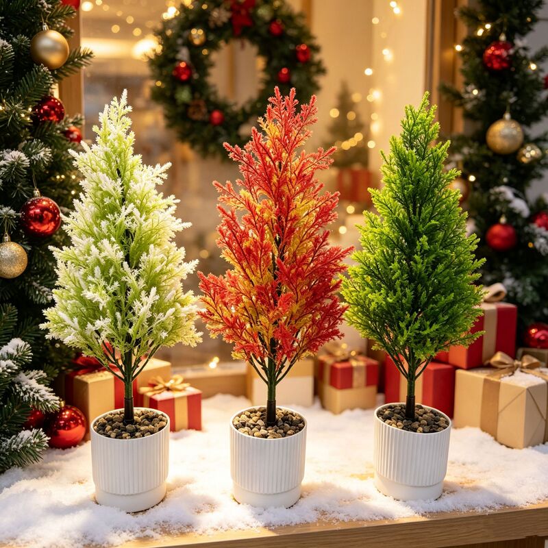 Cross-border TEMU Amazon artificial pine and cypress branches for ground planting, potted green plants, Christmas tree decoration, lawn and garden scenery