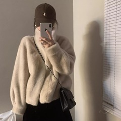 2025冬季貂皮短款立领皮毛一体水貂毛绒环保皮草毛毛外套女羔毛