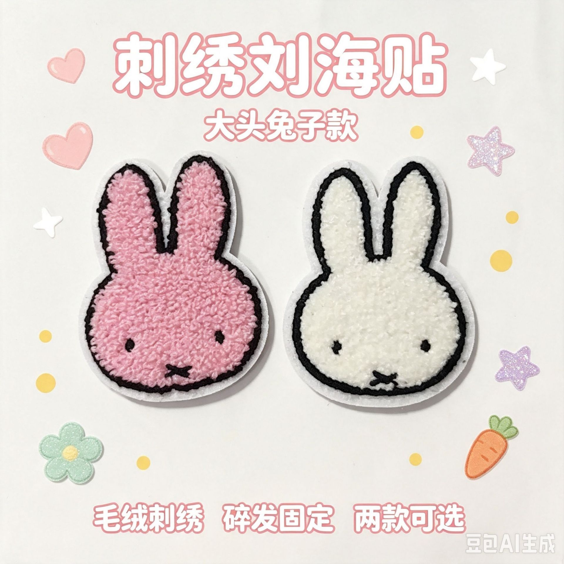 Soft and cute cartoon bunny magic tape, sweet and versatile, suitable for girls' bangs and fringe, fresh and cute hair accessory