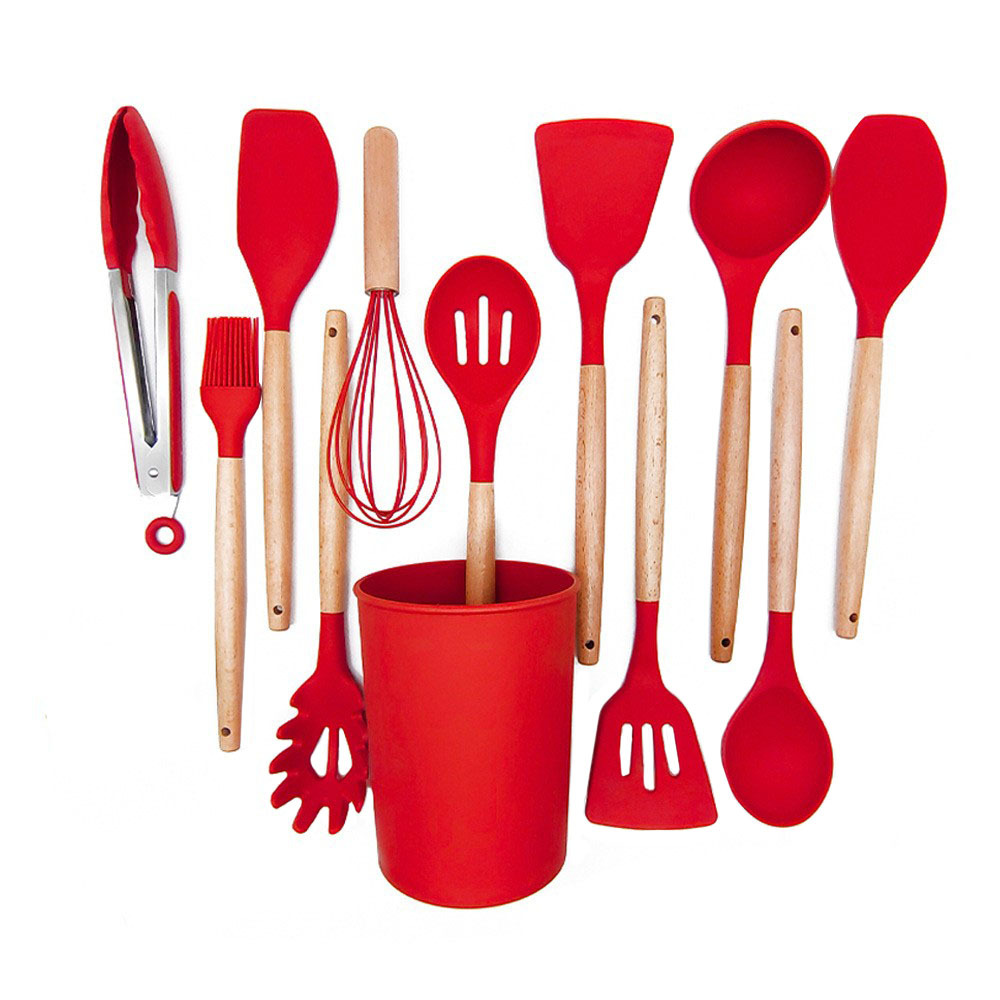 FDA manejo de madera de haya de silicona 12 piezas conjunto de paneles antiadherentes de fugas de paneles