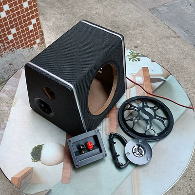 Car speaker/subwoofer — box empty - dual-speakers-none-6inch-trapezoidal-passive-empty-box-with-black-accessories-passive-cable-box