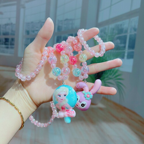 Girls Necklace Children's Luminous Jewelry Toy Accessories Elsa Jewelry Frozen Star Rabbit Cat Jewelry Set