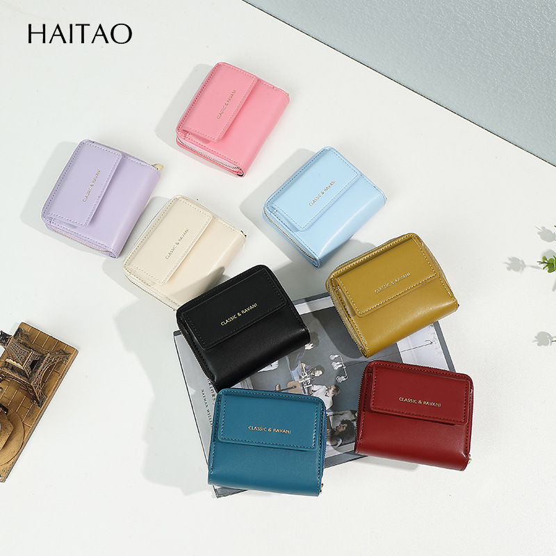 Nuevo color sólido simple bolso de cambio de damas multi-tarjeta billetera de bolso de mano multifuncional de estilo coreano para mujeres