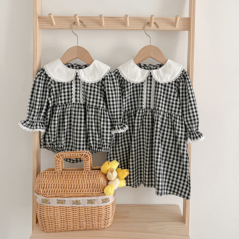 Lapel Princess Checked Gauze Skirt Image 2