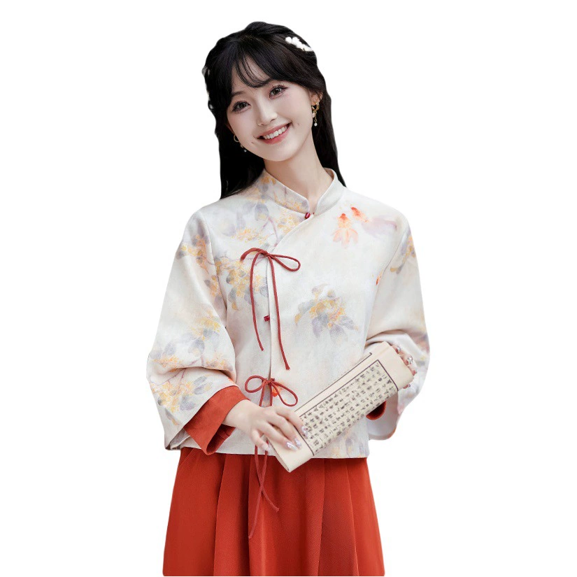 Новая Улучшенная куртка Чонсам для девочек в китайском стиле, осень и зима 2023, маленькое платье в национальном стиле в стиле ретро, комплект из двух предметов