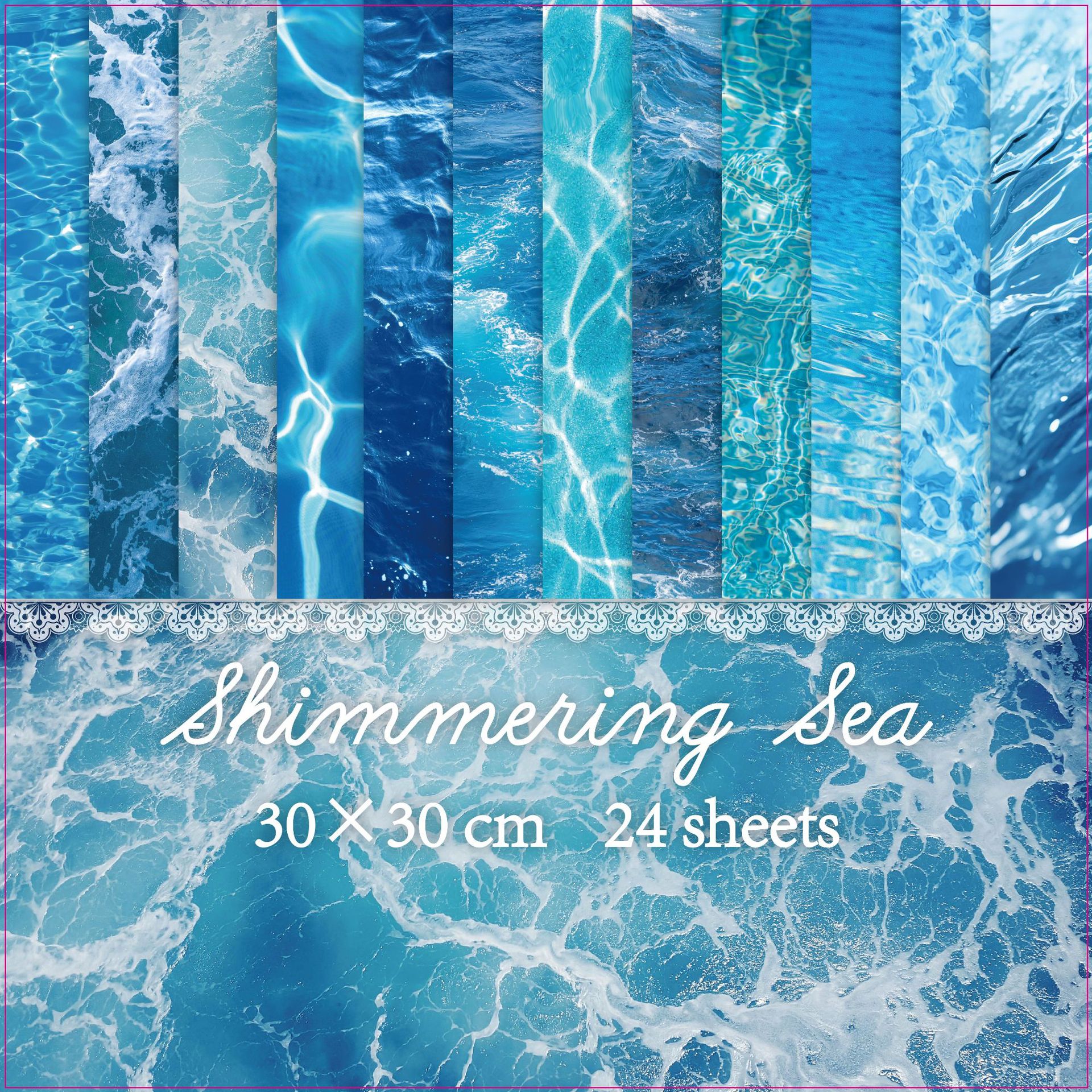 New Product 24 Sheets of Material Paper Ocean Waves Sea Scrapbook Handbook Paper 30X30Cm Party Collage Amazon