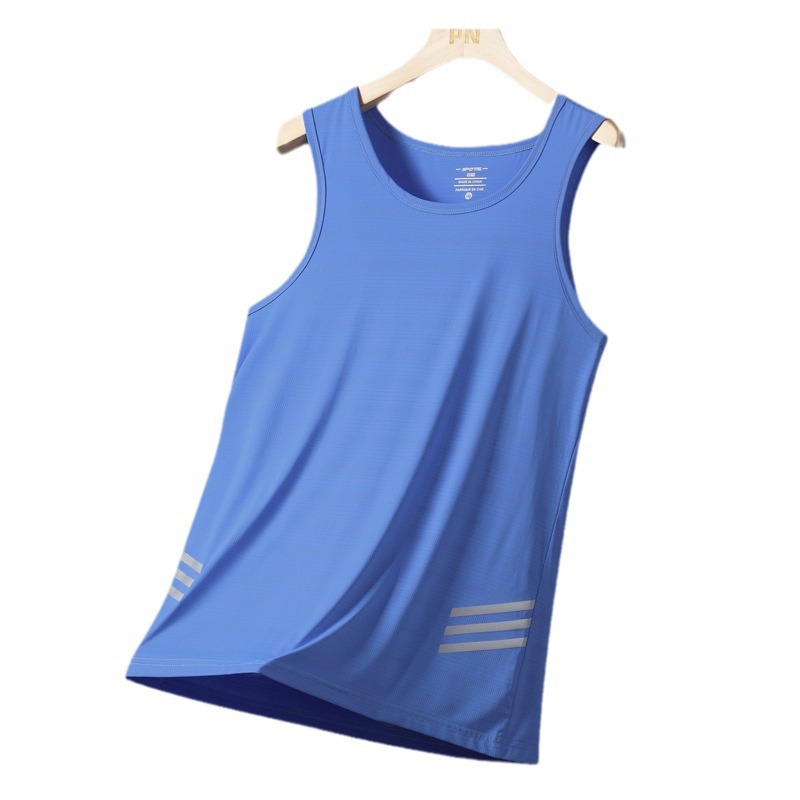 L - 8X chaleco de hielo extra grande chaleco de verano hombre camiseta de moda sin mangas camiseta deportiva suelta hombro correr ropa seca rápida