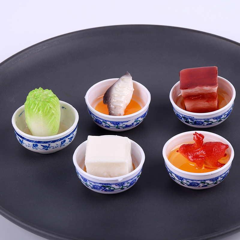 시뮬레이션 그릇 모델 배추, 두부, 생선, 찐 돼지 고기, 오리, 닭고기, 가짜 음식 모델, 소품, 장식품, 희생 부엌