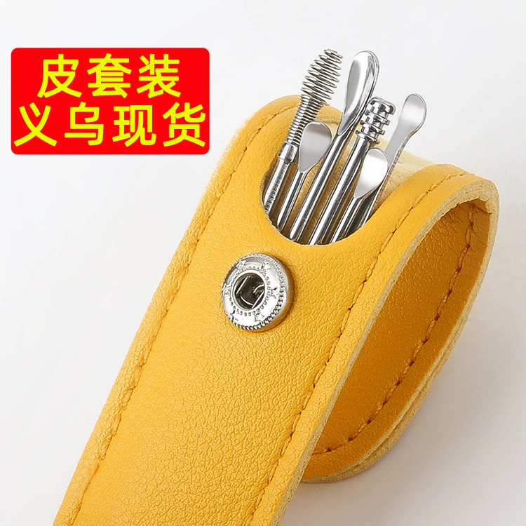 В наличии Бытовая портативная ложка для ушей Набор из шести предметов Спиральная пружина Инструмент для ушей Костюм для ушей Набор из 6 ложек для ушей