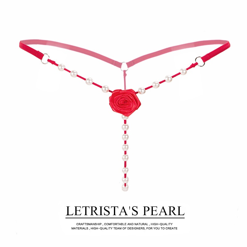 European and American Style Sexy Pearl Massage T-Pants Rose Thong Panties for Women Low-Waist Open Crotch Transparent Seductive Tback 2143 European and American Style Sexy Pearl Massage T-Pants Rose Thong Panties for Women Low-Waist Open Crotch Transparent Seductive Tback 2143