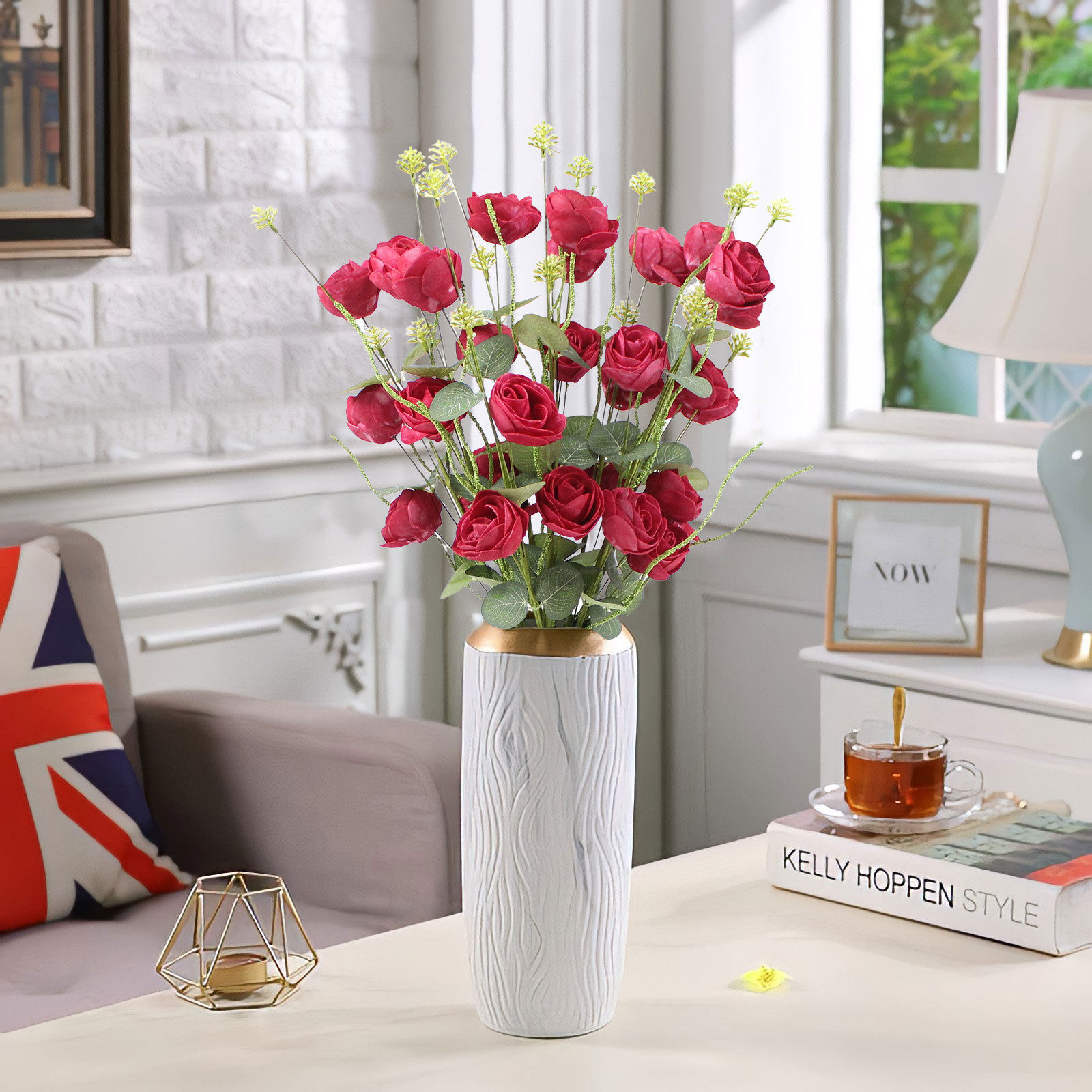 Año nuevo decoración de flores artificiales ramo de flores artificiales decoración del hogar DIY arreglo de flores rosa al por mayor ramo de flores artificiales