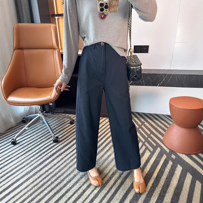 Straight-Leg Sycamore Pants! High-Waisted Straight-Leg Casual Pants for Women, New Autumn 2025, Cropped Loose Wide-Leg Pants G091404