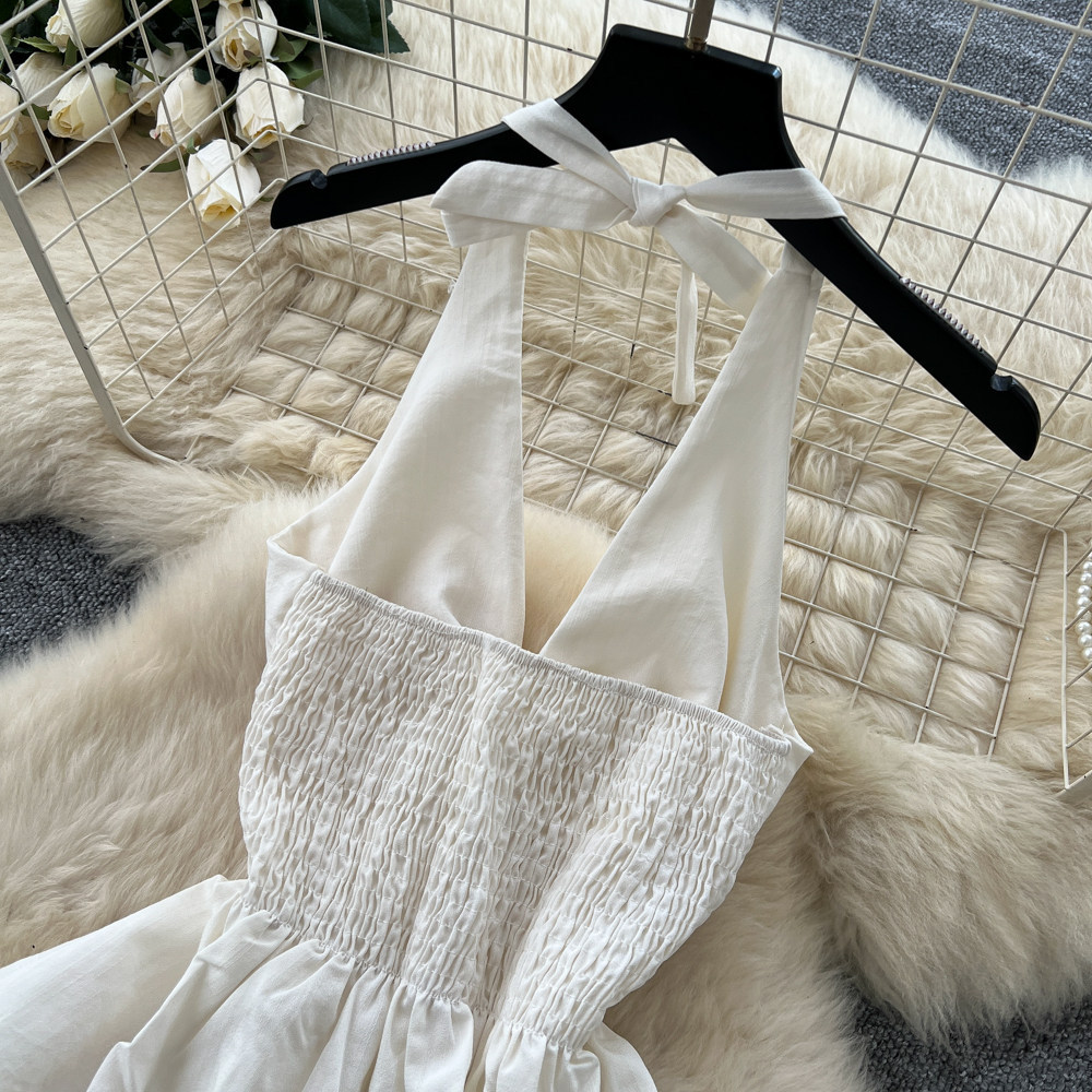 Women's Luxury Commuter Style Halter Vest Wide Leg Pants Two Piece Set Slimming Stylish Backless Summer Outfit_ecoleips.com
