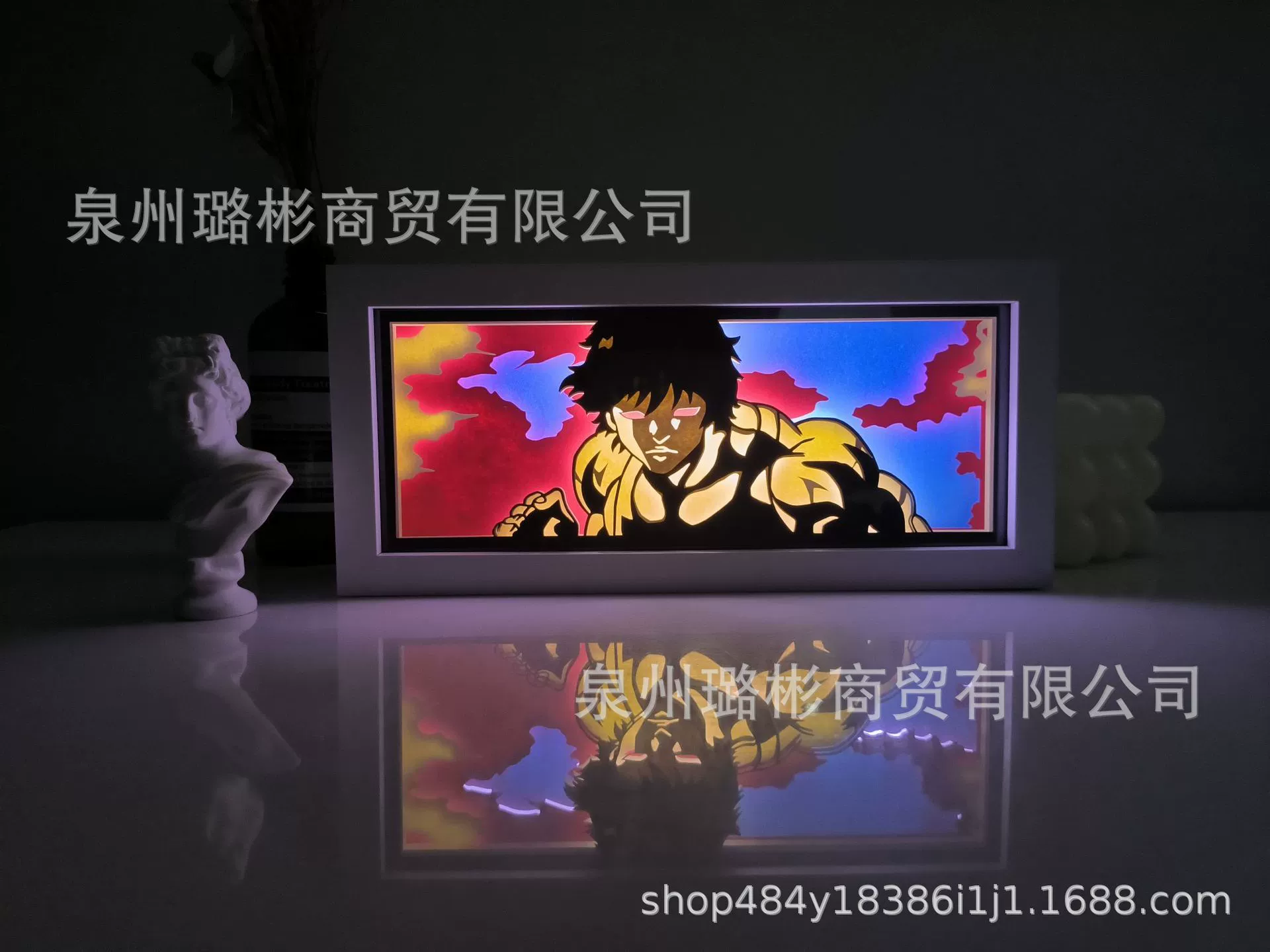 Бумажный резной светильник One Piece Luffy, деревянная рамка, настольный ночник, монохром/ RGB