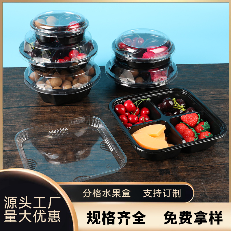 Caja de corte de fruta desechable sellada caja de corte de fruta fresca con tapa plato de ensalada de fruta