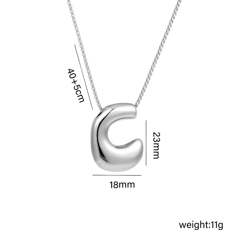 12g Weight Vacuum Plating Gold Plating Process White Gold Plated Plating Material Copper Pendant Material Pendant Necklace Classification Copper Chain Material 1 Piece Quantity Daily Occasion Copper Material Letter Pattern Women's Gender Plating Design Basic Style Copper White Gold Plated Basic Plating Letter Pendant Necklace 3