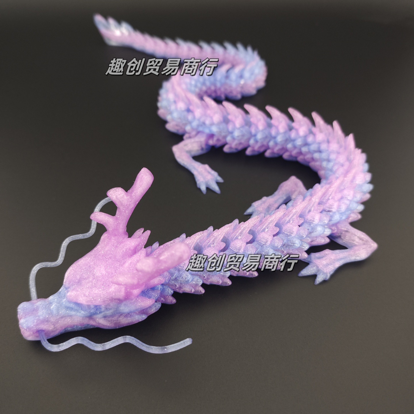 30CM 판타지 크리스탈 파란색과 보라색 중국 용(드래곤 수염 포함)