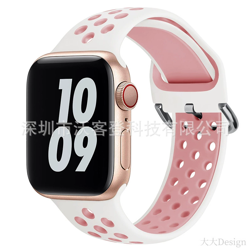 Подходит для Apple, силиконовый ремешок Nike с защёлкой, для Apple Watch 8/7/SE/6/5/4/3/2/1, двухцветный силикон