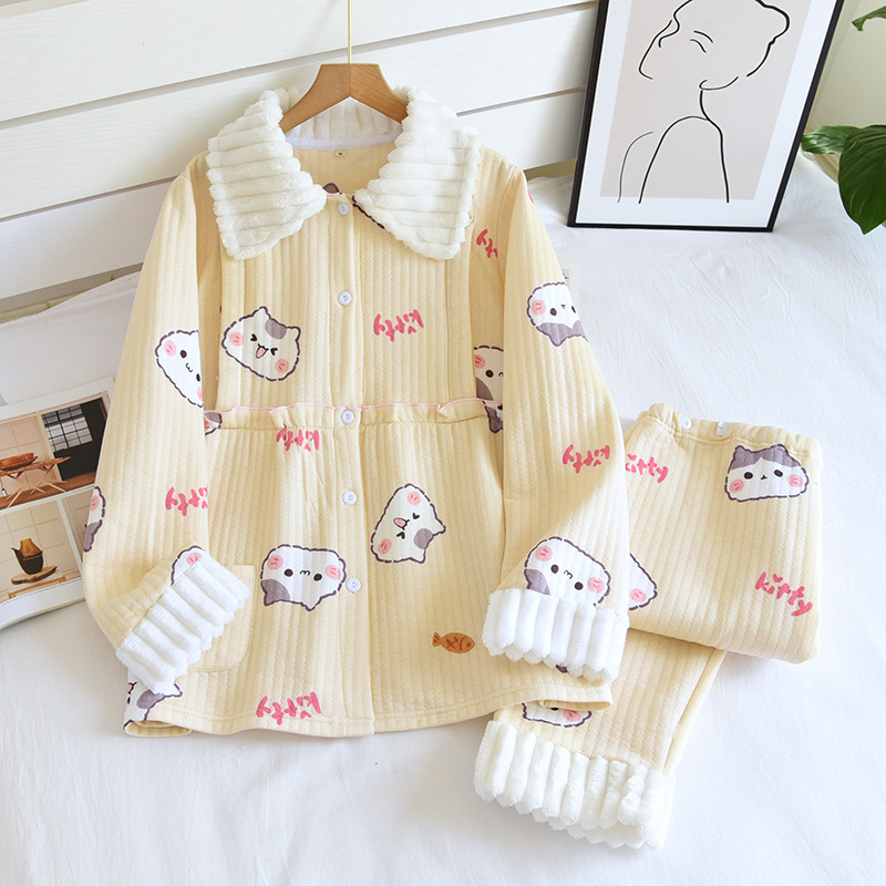 ZFQ黄色子猫-空気層ホワイトカラー月子服