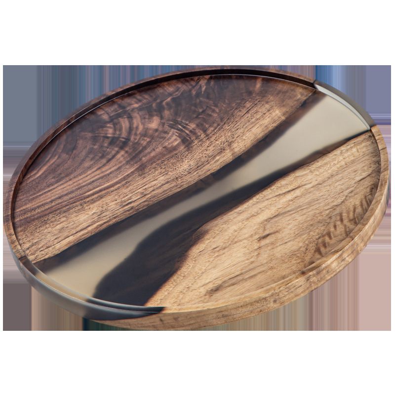 Bandeja de resina de nogal bandeja de té disco cuadrado oval estufa bandeja de té hogar creativo bandeja de té bandeja de madera accesorios
