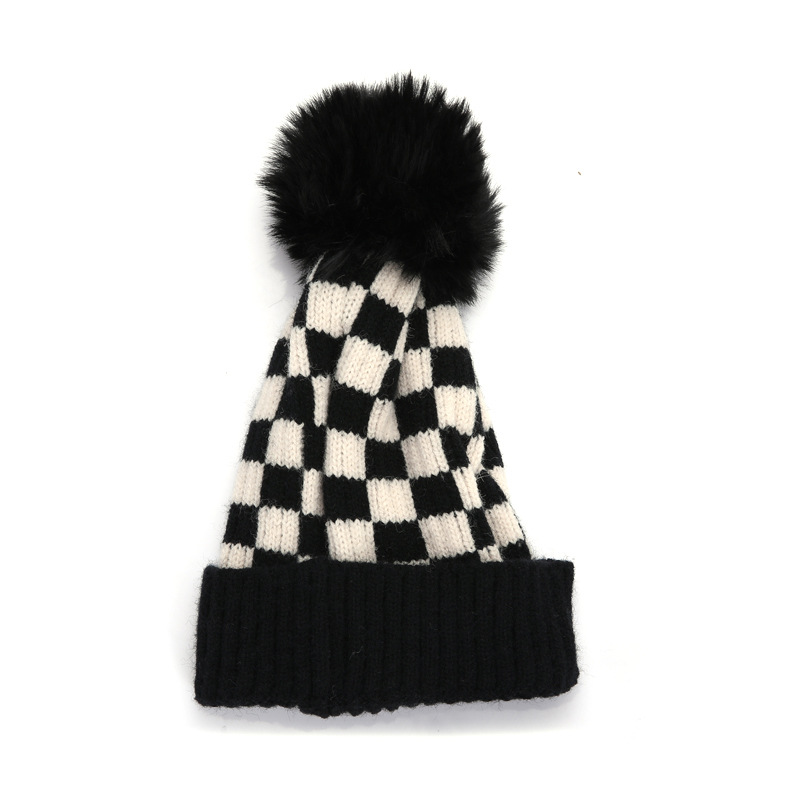 Color Block, Lattice Pattern Winter Season Children Unisex Basic Simple Style Color Block Lattice Wool Cap