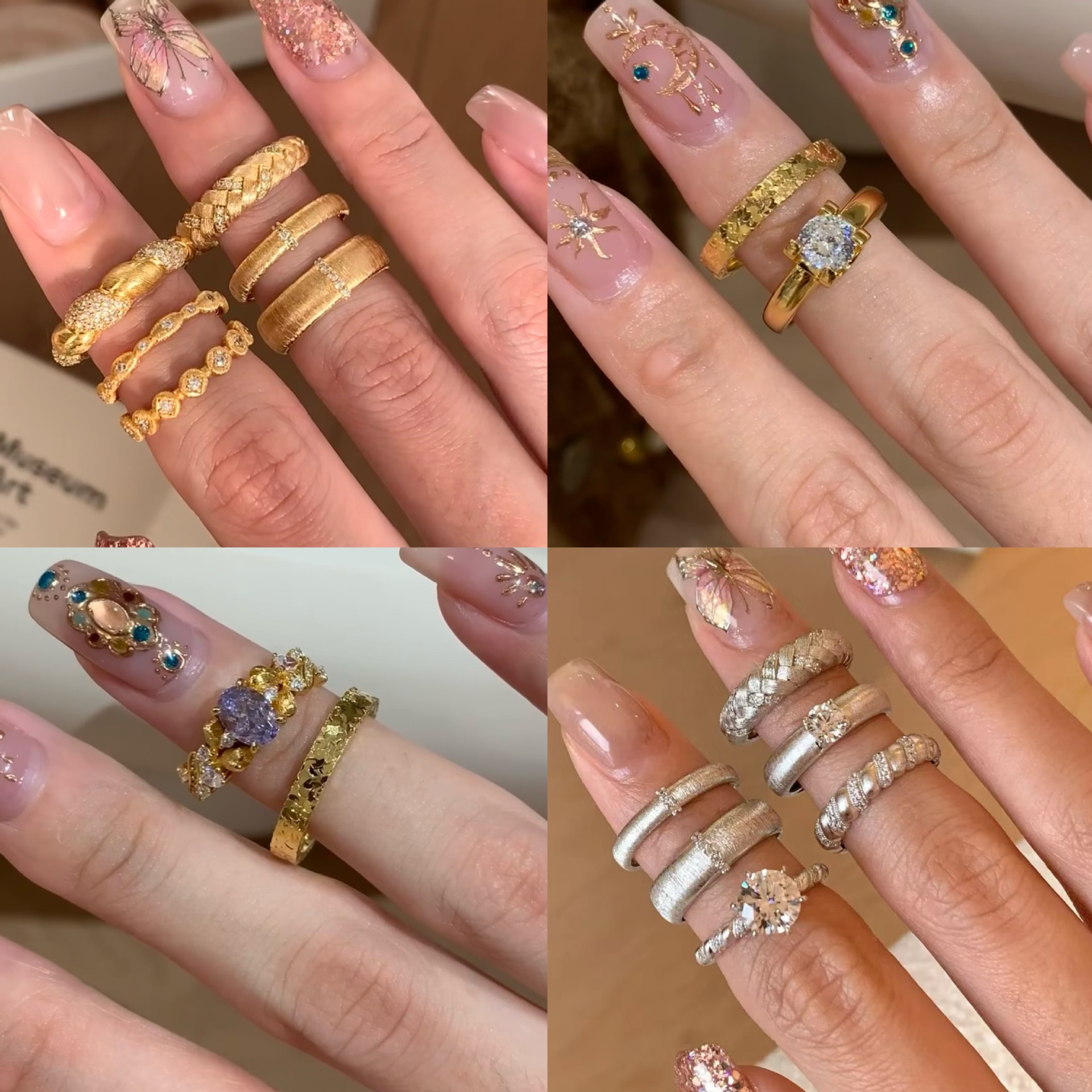 Anillo de apertura de espiga de circonio de vintage medieval anillo de todo fósforo de nicho femenino joyería de alta gama de lujo ligero retro