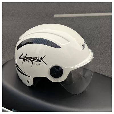 Motorcycle Summer Sun Protection Helmet – Motosiklet kaskı (dəbilqə) - off-white-transparent-short-mirror-one-size-fits-all