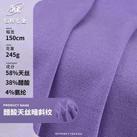 醋酸天丝暗斜纹 245g针织弹力双面醋酸汗布 上衣休闲裤服装面料