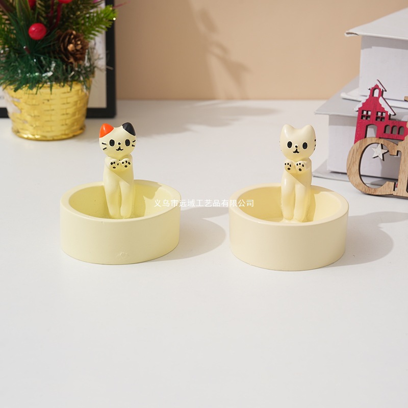 Cartoon Cat Decoration Ornaments Creative Candlestick Aromatherapy Candle Birthday Gift Girlfriend Small Tea Wax Indoor Desktop Ornaments