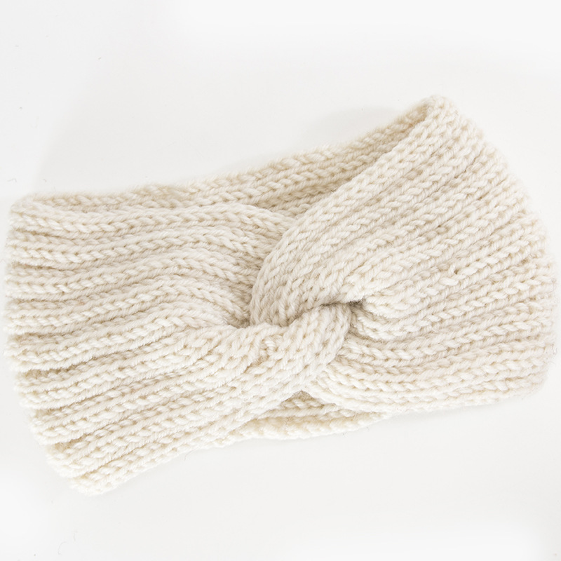 Accessori per capelli in maglia autunnale e invernale con fasce incrociate, fasce sportive da donna in lana elastica calda_voghion.com