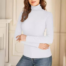 亚马逊外贸气质弹力修身打底衫牛奶丝跨境货源针织衫打底女式上衣