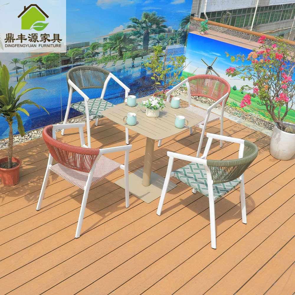 Sillas de caña de ocio nórdico al aire libre patio terraza al aire libre balcón sillas de caña artesanal leche tienda de té jardín mesa de comedor grupo de sillas