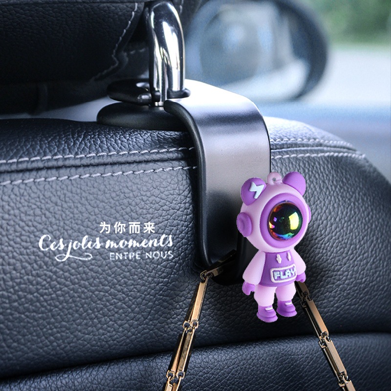 Lightning Bear Gancho para coche, respaldo del asiento, gancho para coche, gancho de almacenamiento trasero multifuncional, almacenamiento en coche lindo