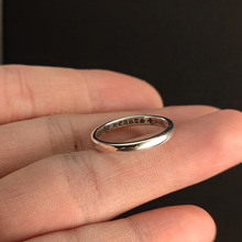 克罗伈925银素圈戒指朋克嘻哈潮流个性复古做旧尾戒指环