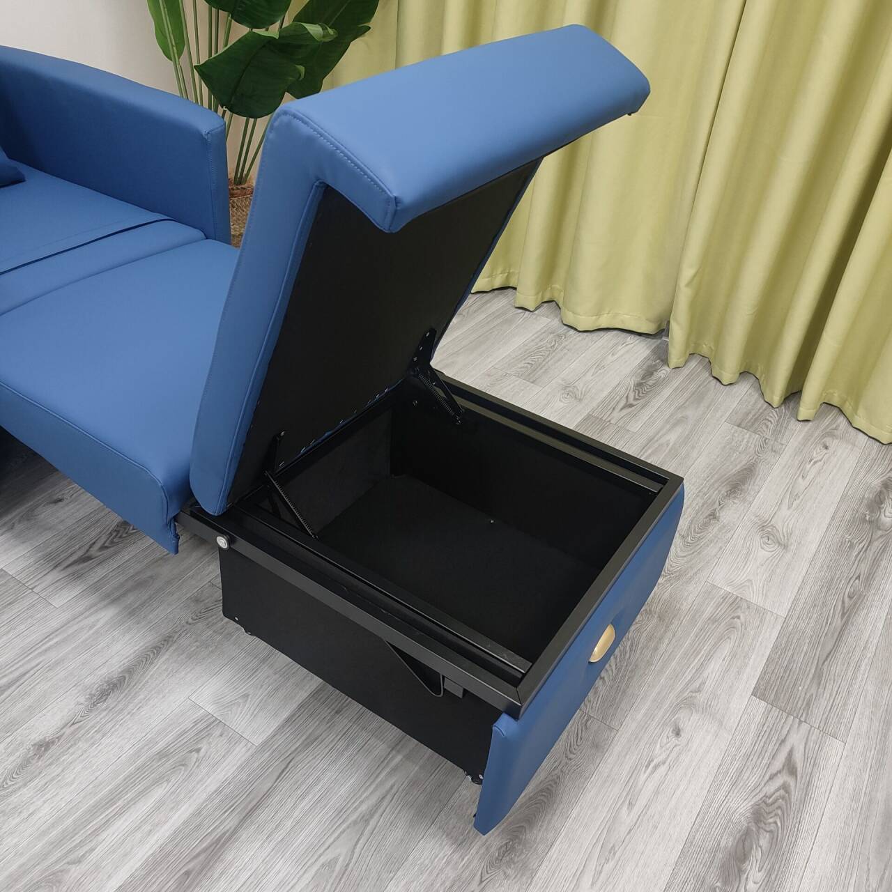 Almacenamiento plegable multifuncional de una sola persona balcón sofá cama de almuerzo tecnología tela de cuero silla de acompañamiento médico
