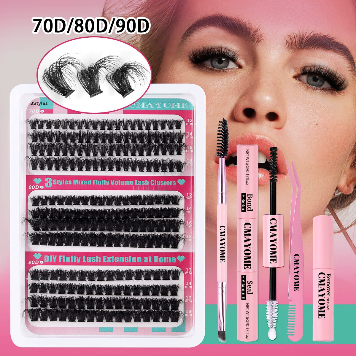 Пересекающий границы горячая модель 216-куст D одиночный кластер false eyelashes 12-18мм DIY сегментированная прививка густые ресницы