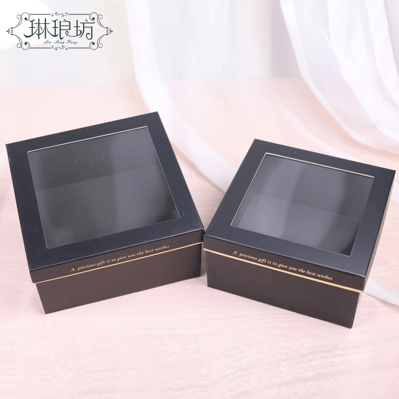 Cubierta de ventana abierta cuadrada dos caja de regalo flores regalo caja de regalo cubierta transparente caja vacía caja floral arreglo floral