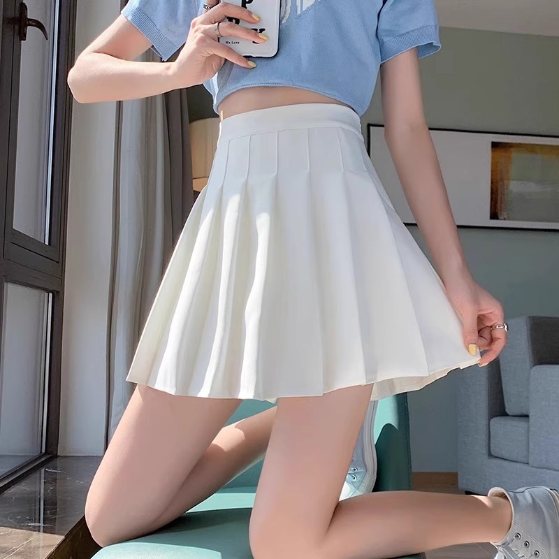 White Pleated Skirt for Petite Women, Summer 2026 New High-Waisted Slimming A-Line College Style Spring and Autumn Short Skirt