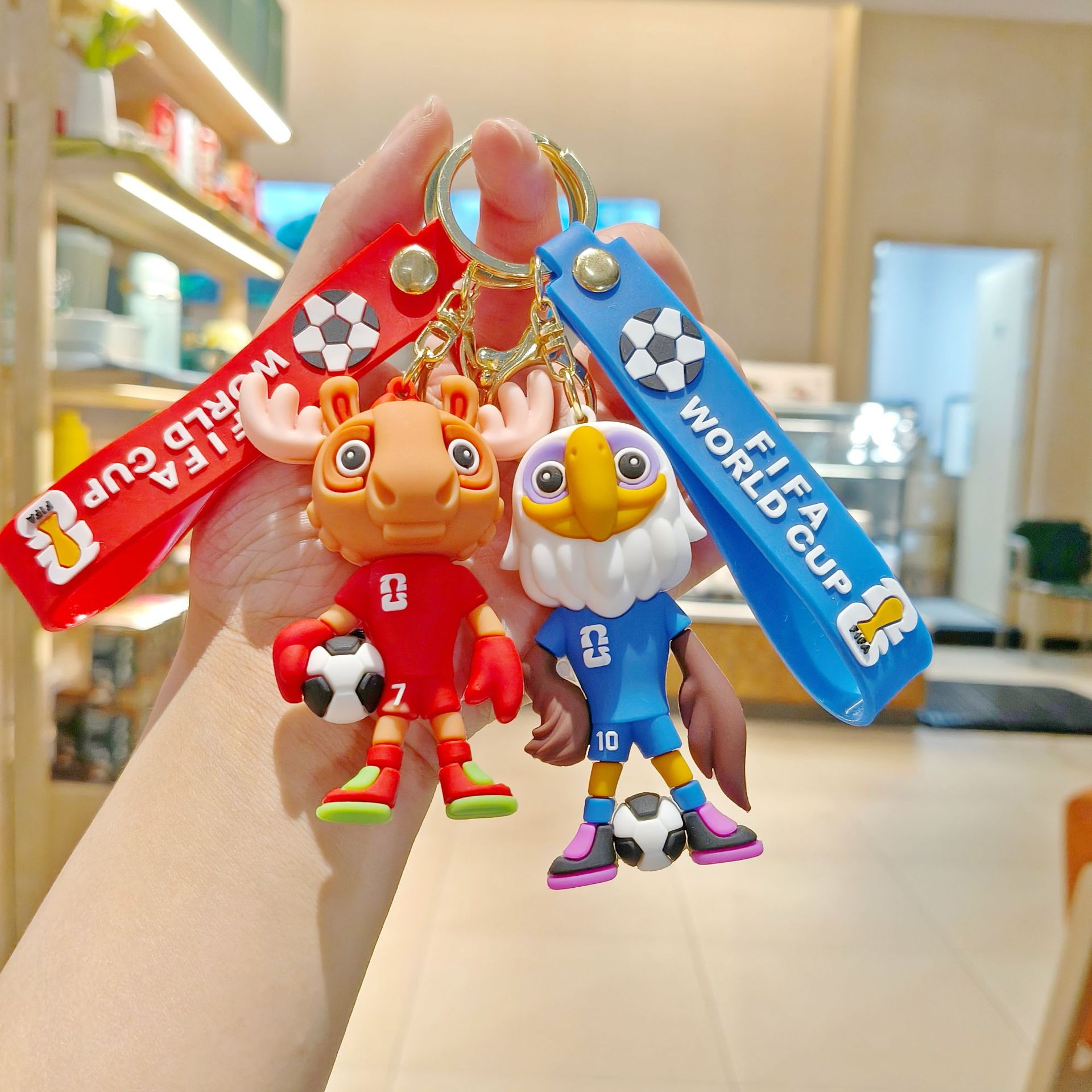 2026 Usa-Mexico-Canada World Cup Mascot Cartoon Keychain Creative Football Trophy Pendant Doll Machine Gift