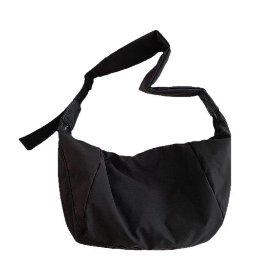 Japanese Style Minimalist Wide Shoulder Strap Crossbody Canvas Bag Women's Casual All-match Large Capacity Oxford Cloth Shoulder Bag Moon Bag