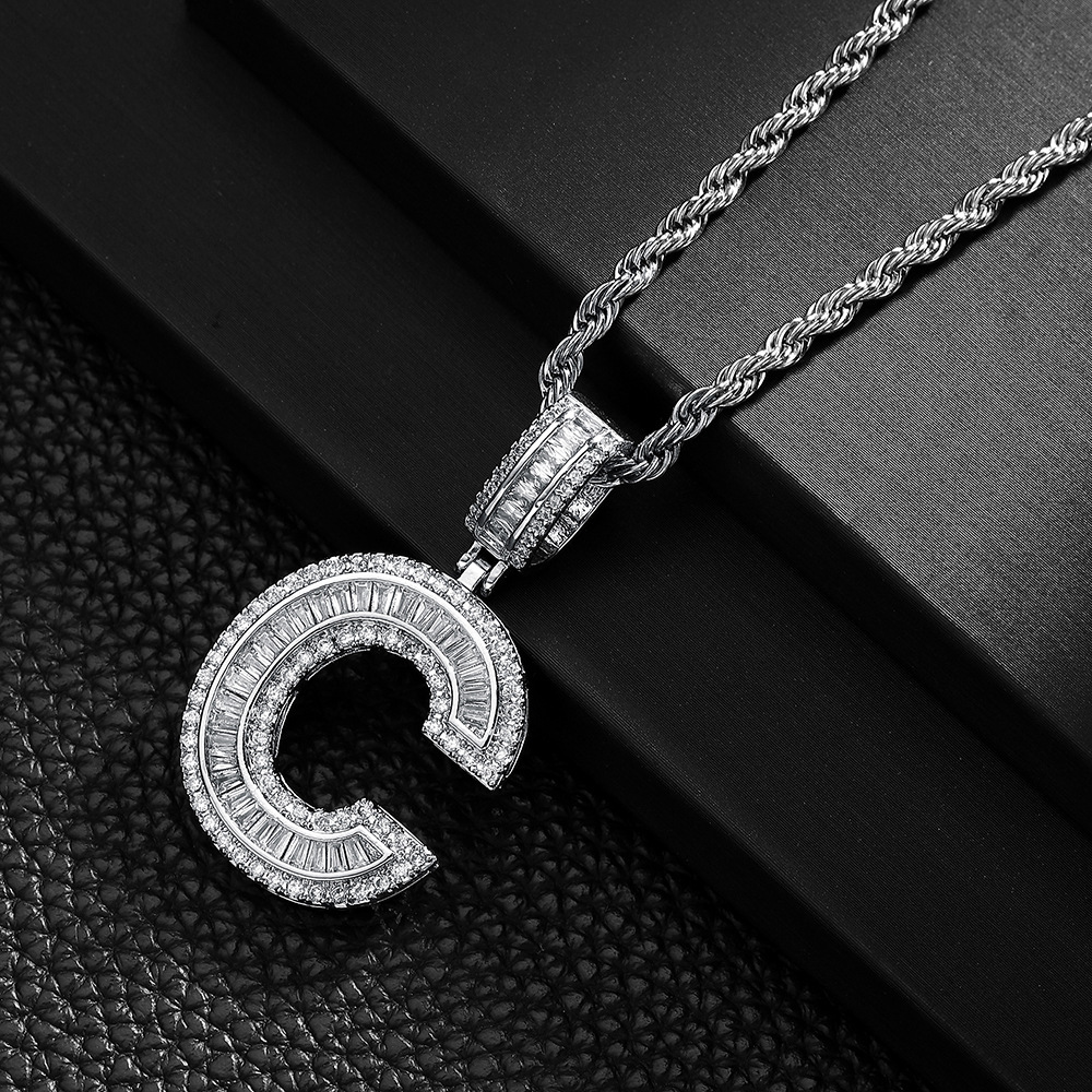 Hip-hop cross-border colgante de letras azúcar de cristal collar de zircon explosión ins joyería personalizada nicho diseño colgante para hombres y mujeres