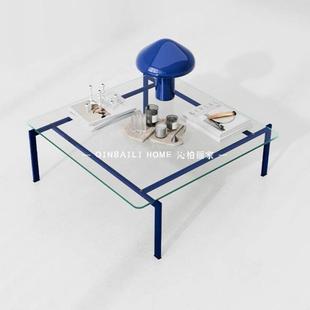 Stainless Steel Transparent Glass Square Coffee Table Small Apartment Coffee Table Modern Simple Living Room Side Table Metal Tea Table