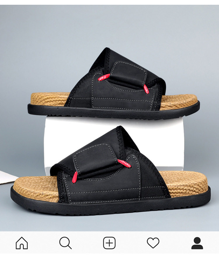 Dép sandal nam quai ngang bít mũi chống trượt đi biển cỡ lớn — kaki, màu be, đen chi tiết 3