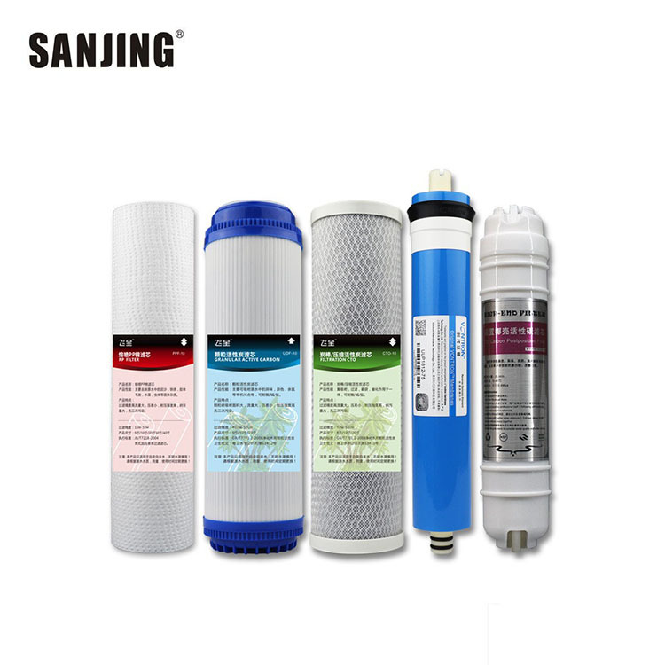 Venta al por mayor ósmosis inversa ro agua purificador de cinco niveles filtro elemento traje hogar purificador de agua elemento de filtro de combinación de cinco niveles