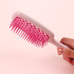 Amazon head massage hollow comb straightener, no-tangle, dry and wet two-use, fluffy plastic hair comb, grid comb