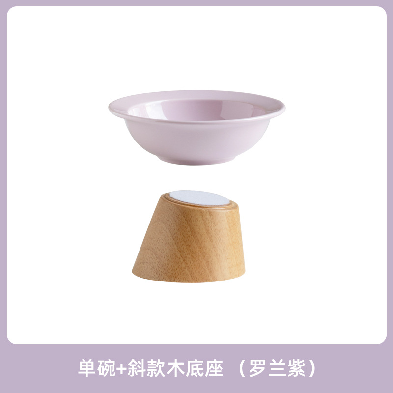 De cerámica de gran tamaño pequeño Cat Bowl Pet Bowl alto pie anti-golpe gato tazón de comida tazón de perro oblicua boca cuello protección beber sombrero de paja Tazón