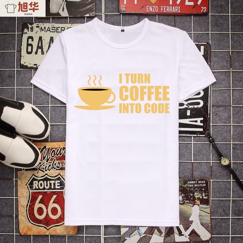 Geek Programmer Ape Yuan Co-branded Short-sleeved T-shirt Men's and Women's Trendy Brand Half-sleeved Top Summer Couple Student Clothes Ins