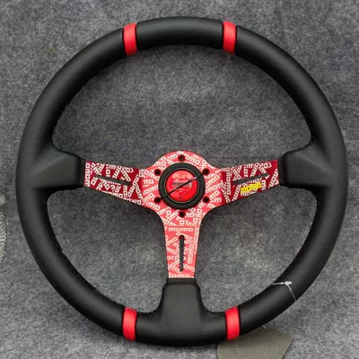 14inch Tuya matte finish modified steering wheel, universal racing modification titanium steering wheel, suitable for Fit, Civic, and Beidouxing (Steering wheel) - red